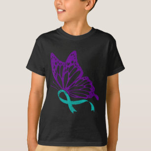 Suicide Prevention Awareness Teal & Purple Rib T-Shirt