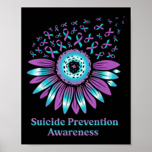 Suicide Prevention Awareness Teal &amp; Purple Sun Poster