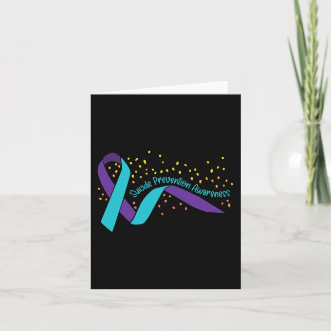 Suicide Prevention Awareness Teal and Purple Ribbo Card (Front)