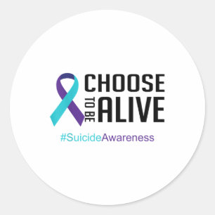 Suicide Prevention Awareness Teal And Purple Ribbo Classic Round Sticker