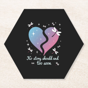 Suicide Prevention Awareness Teal Purple Heart Dra Paper Coaster