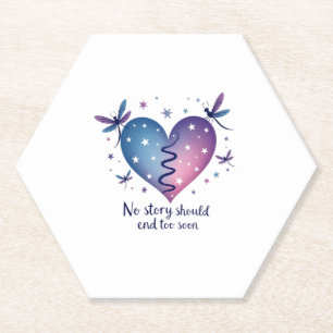 Suicide Prevention Awareness Teal Purple Heart Dra Paper Coaster