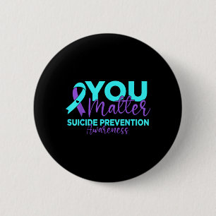 Suicide Prevention Awareness Teal Purple Ribbon 6 Cm Round Badge