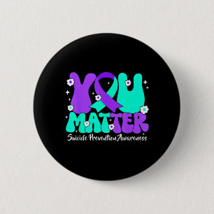 Suicide Prevention Awareness Teal Purple Ribbon 6 Cm Round Badge