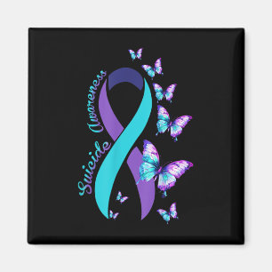 Suicide Prevention Awareness Teal Purple Ribbon Bu Magnet