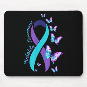 Suicide Prevention Awareness Teal Purple Ribbon Bu Mouse Pad