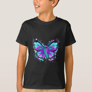 Suicide Prevention Awareness Teal Purple Ribbon Bu T-Shirt