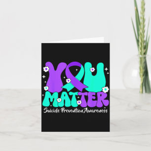 Suicide Prevention Awareness Teal Purple Ribbon Card