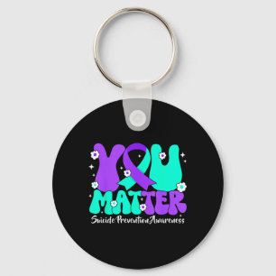 Suicide Prevention Awareness Teal Purple Ribbon Key Ring