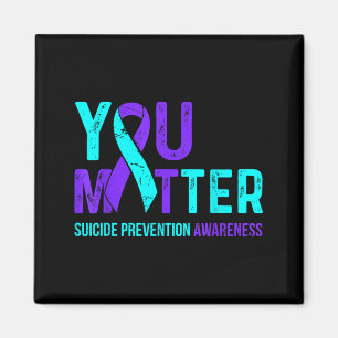 Suicide Prevention Awareness Teal Purple Ribbon Magnet