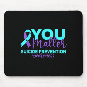 Suicide Prevention Awareness Teal Purple Ribbon Mouse Pad
