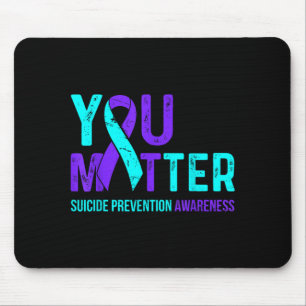 Suicide Prevention Awareness Teal Purple Ribbon Mouse Pad