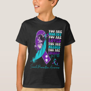 Suicide Prevention Awareness Teal Purple Ribbon Su T-Shirt