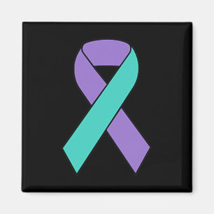 Suicide Prevention Awareness Teal Purple Ribbon Wo Magnet