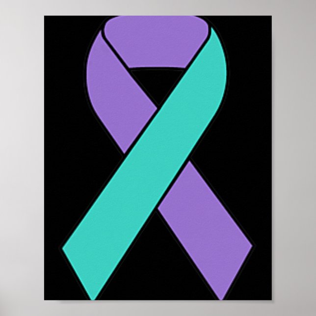 Suicide Prevention Awareness Teal Purple Ribbon Wo Poster (Front)