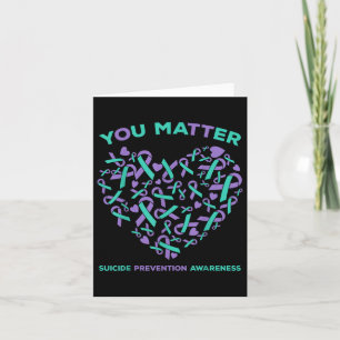 Suicide Prevention Awareness Teal Purple Ribbon Yo Card