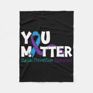 Suicide Prevention Awareness Teal Purple Ribbon Yo Fleece Blanket