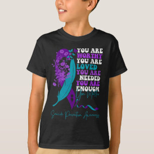 Suicide Prevention Awareness Teal Purple Ribbon Yo T-Shirt