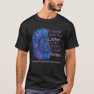 Suicide Prevention Awareness Teal Purple Sunflower T-Shirt