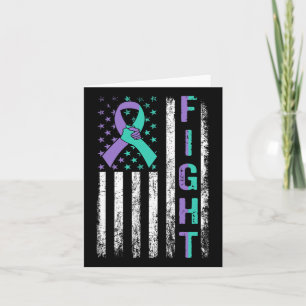 Suicide Prevention Awareness Teal Purple Usa Flag  Card