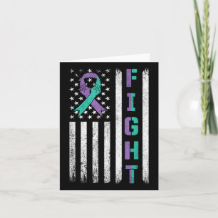 Suicide Prevention Awareness Teal Purple Usa Flag  Card