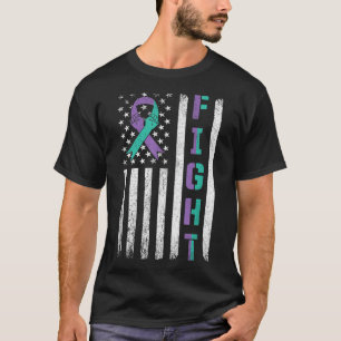 Suicide Prevention Awareness Teal Purple Usa Flag T-Shirt