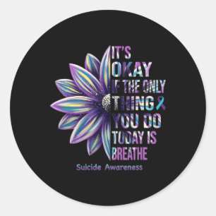 Suicide Prevention Awareness Teal Ribbon And Sunfl Classic Round Sticker
