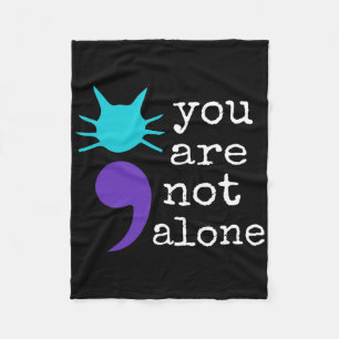 Suicide Prevention Awareness Tee Cat Shape Semicol Fleece Blanket