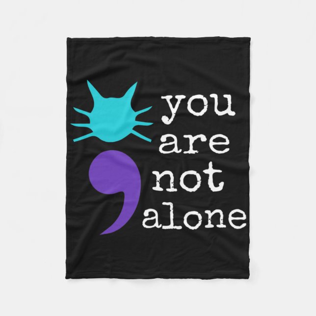 Suicide Prevention Awareness Tee Cat Shape Semicol Fleece Blanket (Front)