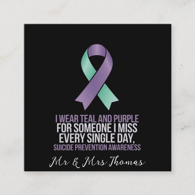 Suicide Prevention Awareness Together for Help Square Business Card (Front)