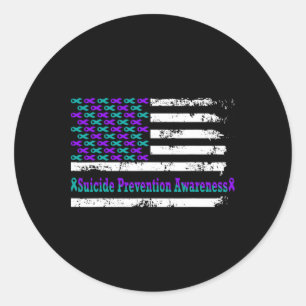 Suicide Prevention Awareness Usa Flag American Sup Classic Round Sticker