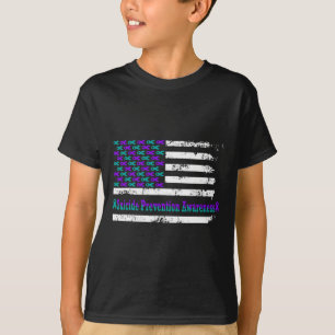 Suicide Prevention Awareness Usa Flag American Sup T-Shirt