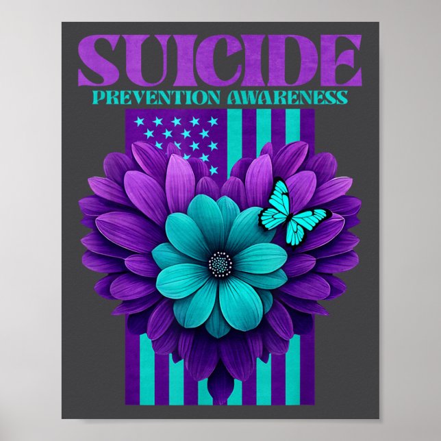 Suicide Prevention Awareness Usa Flag  Poster (Front)