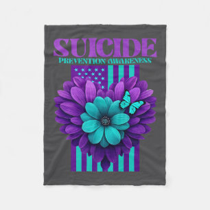 Suicide Prevention Awareness Usa Flag Premium Fleece Blanket