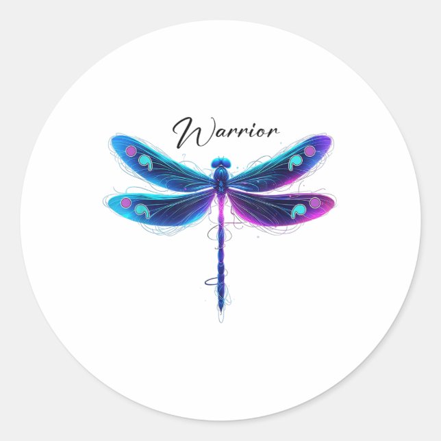 Suicide Prevention Awareness Warrior Dragonfly Sem Classic Round Sticker (Front)