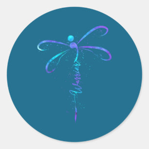 Suicide Prevention Awareness Warrior Dragonfly Sem Classic Round Sticker