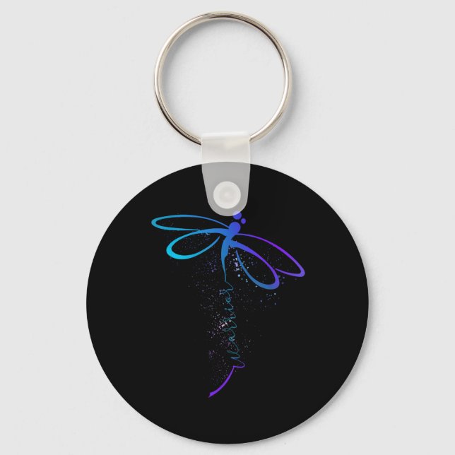 Suicide Prevention Awareness Warrior Dragonfly Sem Key Ring (Front)