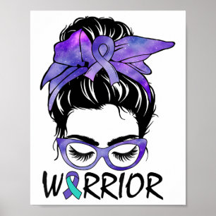 Suicide Prevention Awareness Warrior Messy Hair Poster