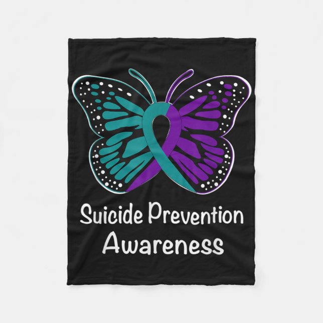 Suicide Prevention Awareness Warrior Purple &amp;  Fleece Blanket (Front)