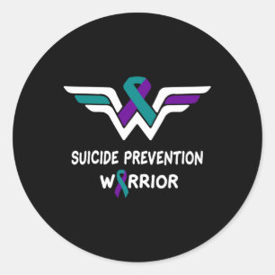 Suicide Prevention Awareness Warrior Purple And Te Classic Round Sticker