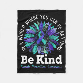 Suicide Prevention Awareness Week Be Kind Leopard  Fleece Blanket