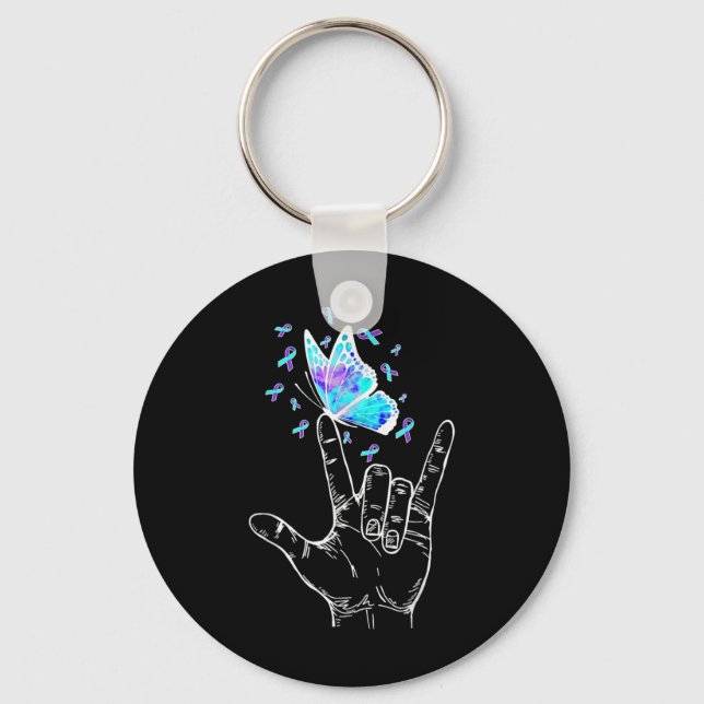 Suicide Prevention Awareness Week Butterfly Love H Key Ring (Front)