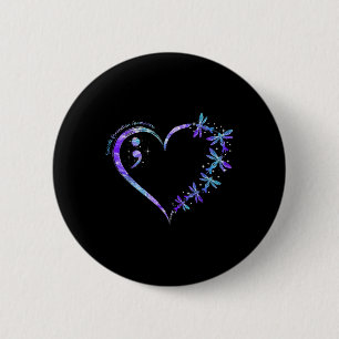 Suicide Prevention Awareness Week Heart Semicolon  6 Cm Round Badge