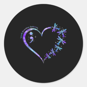 Suicide Prevention Awareness Week Heart Semicolon  Classic Round Sticker