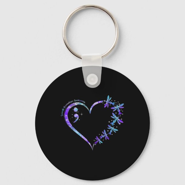 Suicide Prevention Awareness Week Heart Semicolon  Key Ring (Front)
