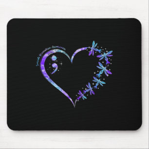 Suicide Prevention Awareness Week Heart Semicolon  Mouse Pad