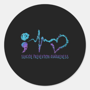 Suicide Prevention Awareness Week Shirt Heartbeat  Classic Round Sticker