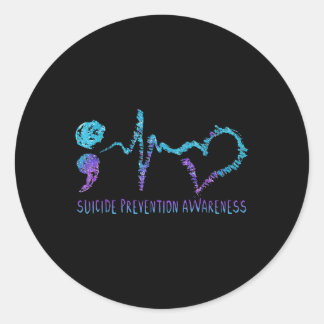 Suicide Prevention Awareness Week Shirt Heartbeat  Classic Round Sticker