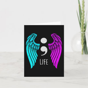 Suicide Prevention Awareness  Wings Angel Semicolo Card