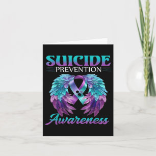 Suicide Prevention Awareness Wings Teal And Purple Card